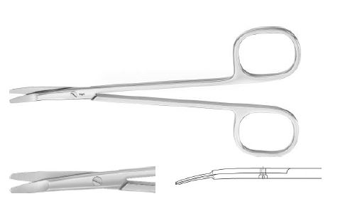 Регнелл ножиці з квадратною ручкою вигнуті 135 мм